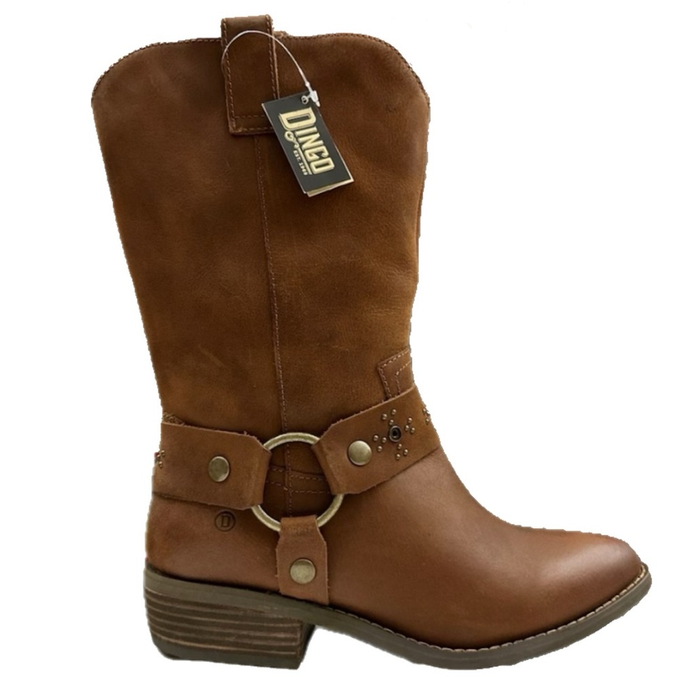 dingo Tan Mid-Calf Heeled Harness Boot - Picture 3 of 6